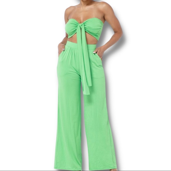 Tube Top & Wide Leg Pants Matching Set - Picture 1 of 3
